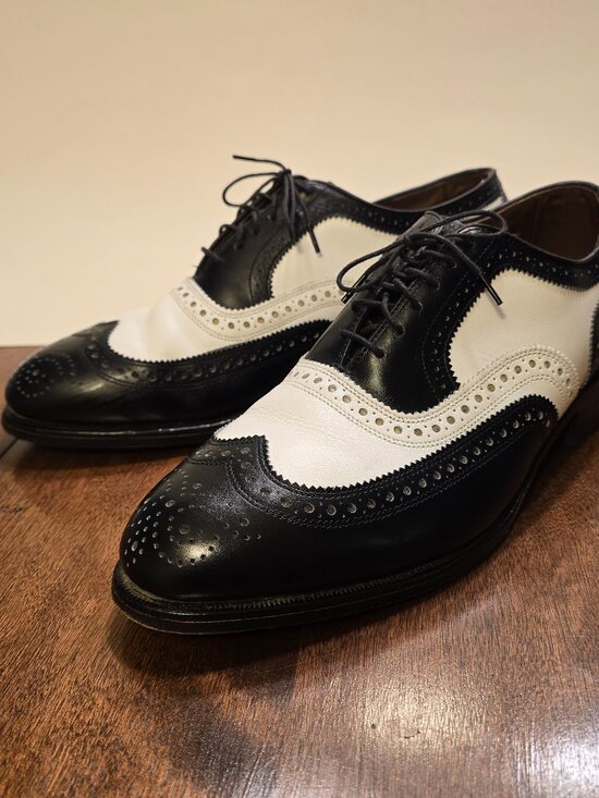 ALLEN EDMONDS Broadstreet Black/White Wingtip Spectator Shoes 9D Made in USA - Picture 1 of 16